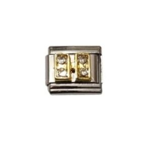 Italian Charmlink for Italian Charm Bracelet Alphabet Letter H with Diamonds 9mm